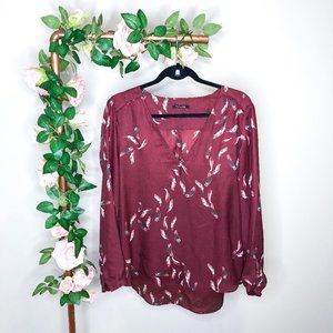 3/$30 Massimo Dutti Silk Feather Print Blouse